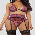 La Belle Fantastique Sexy Lingerie  Bra + Garter Belt + Sheer See Through Panties - Bridal Lingerie (3 Piece Set)