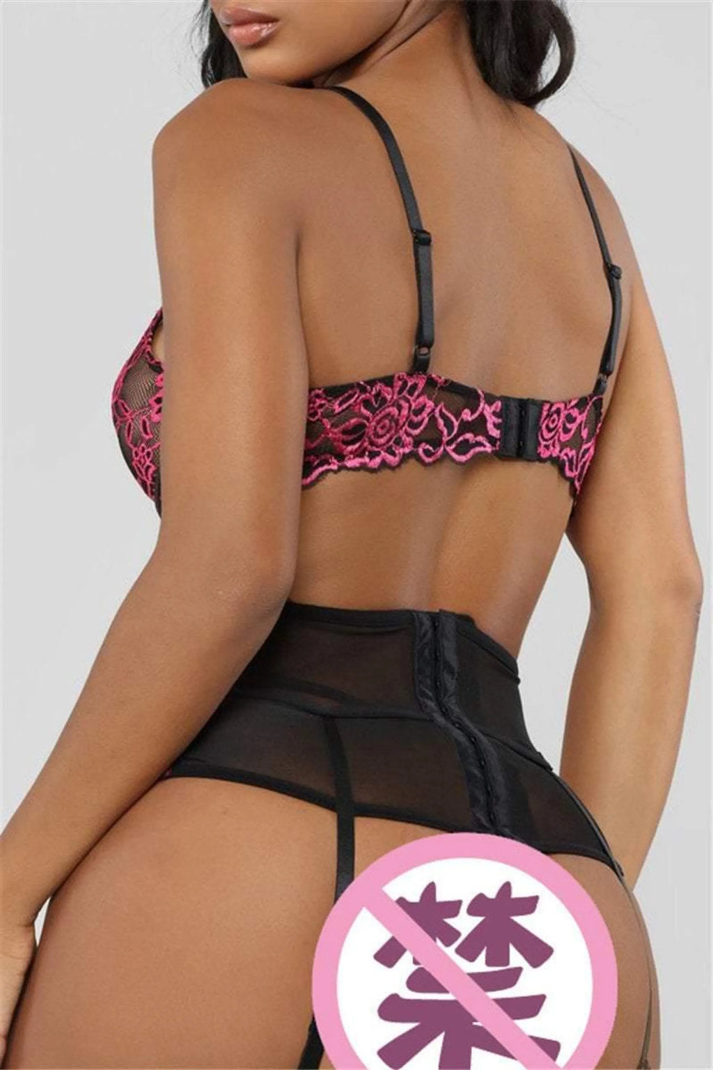 La Belle Fantastique Sexy Lingerie  Bra + Garter Belt + Sheer See Through Panties - Bridal Lingerie (3 Piece Set)