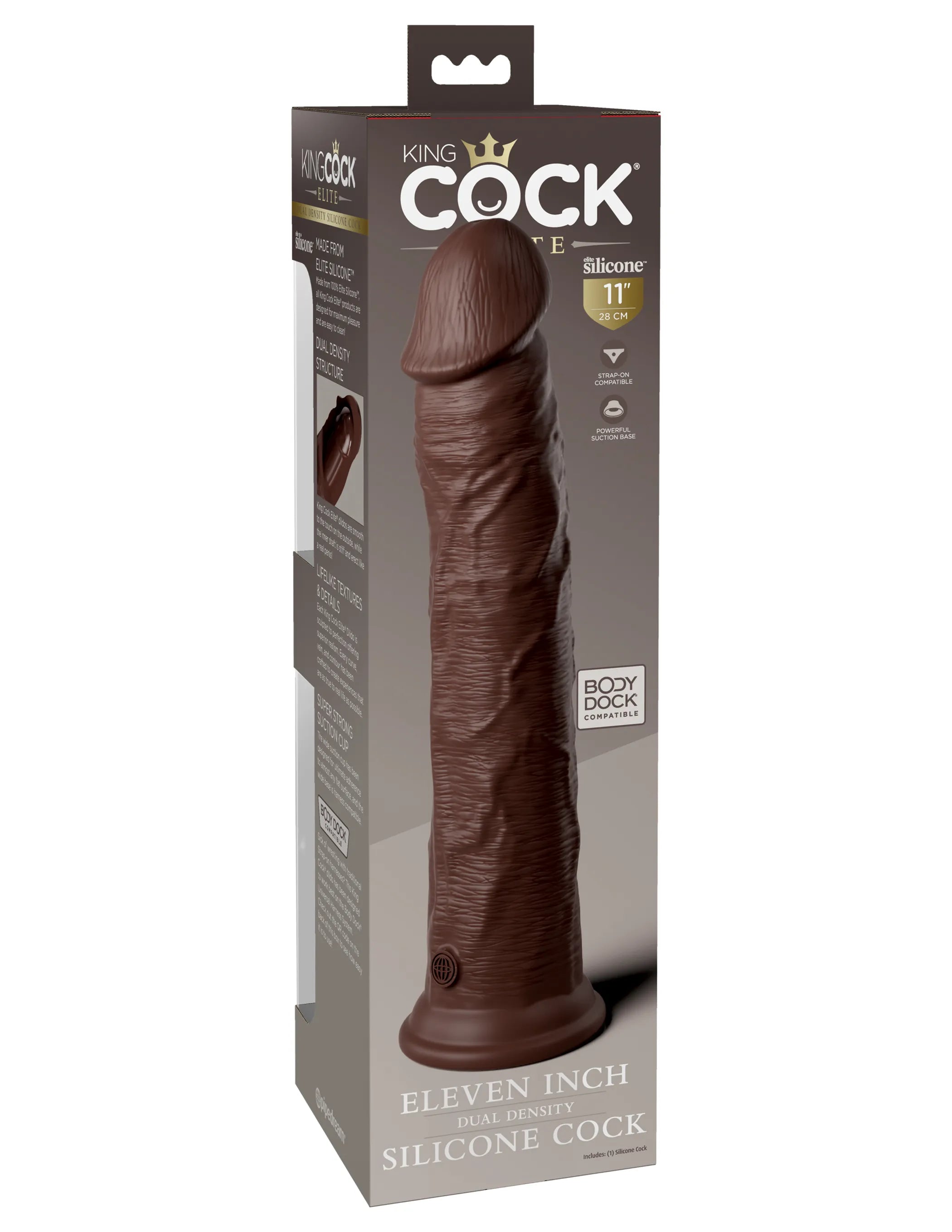 KING COCK ELITE 11 IN DUAL DENSITY BROWN