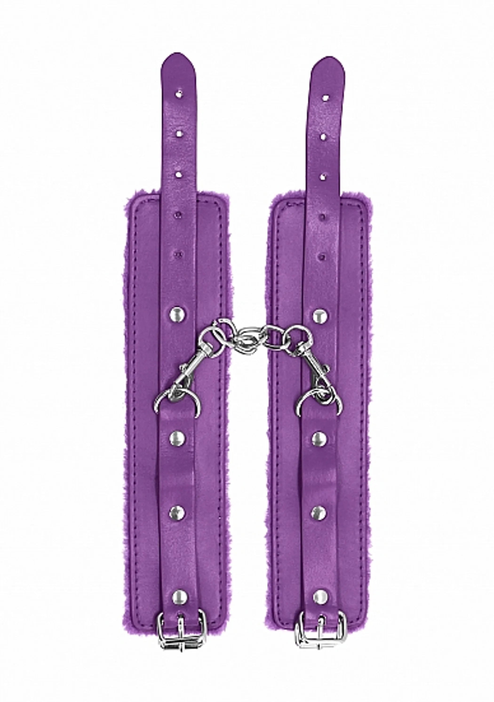 OUCH! PLUSH LEATHER HANDCUFFS PURPLE