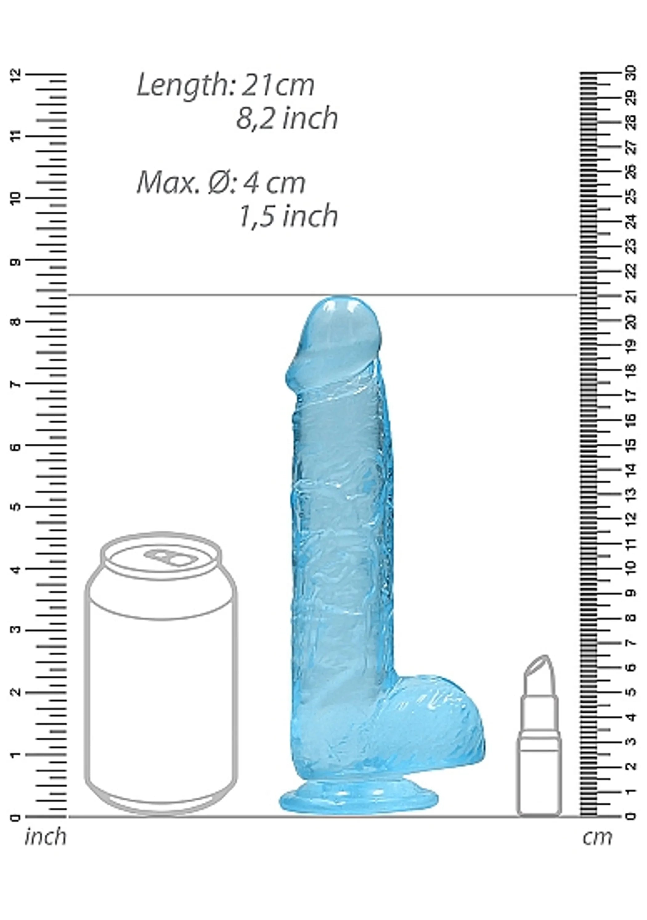 REALROCK 8IN REALISTIC DILDO W/ BALLS BLUE