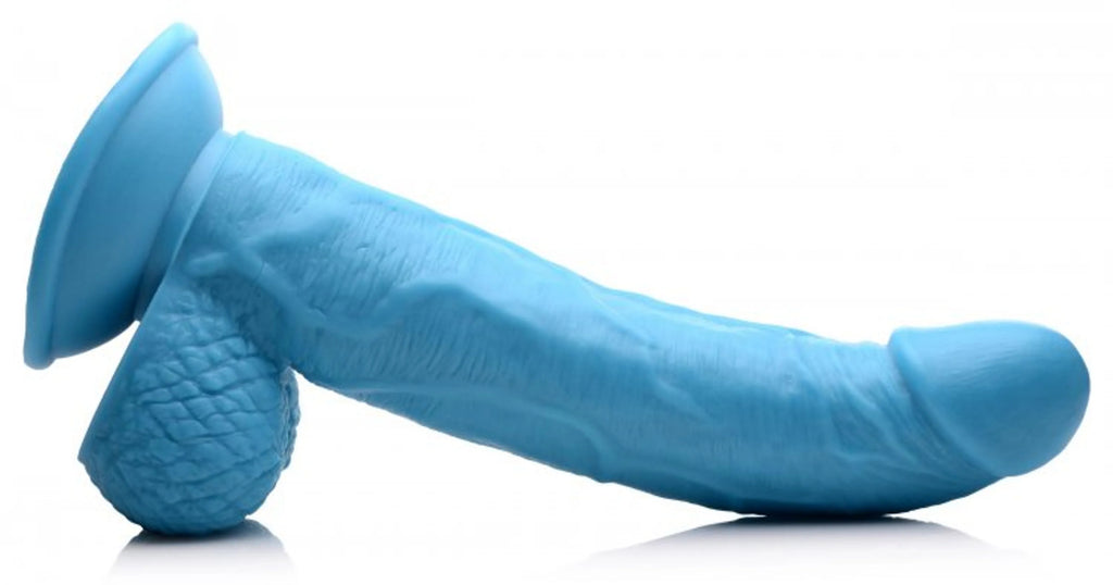 POP 7.5IN DILDO W/ BALLS BLUE